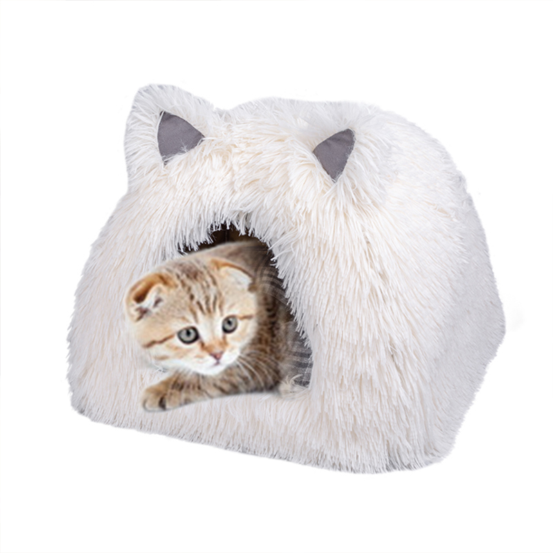 Manufacturer wholesale cute design warm dog cat plush bed with ears