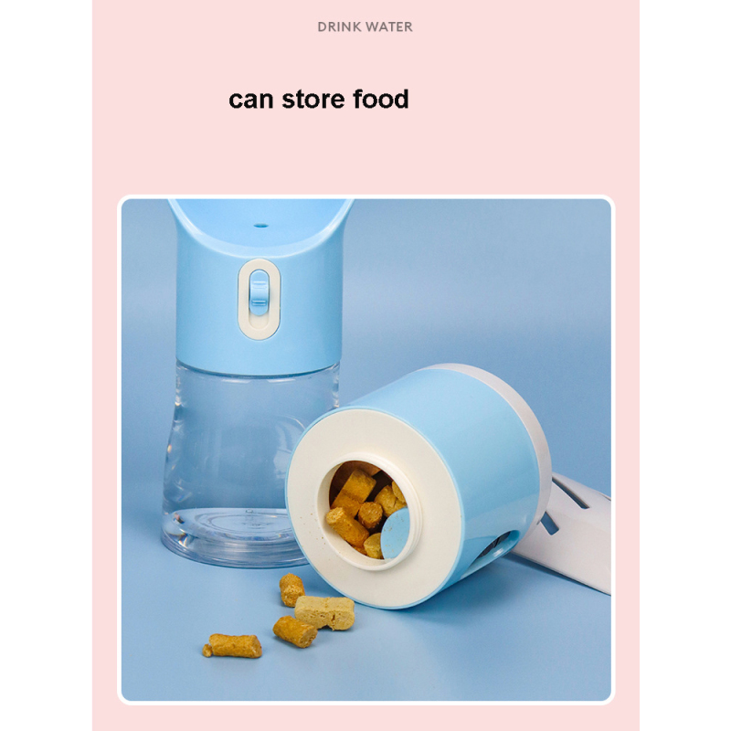 Manufacturer wholesale 4 in 1 portable dog water bottle with food storage poop bag scoop