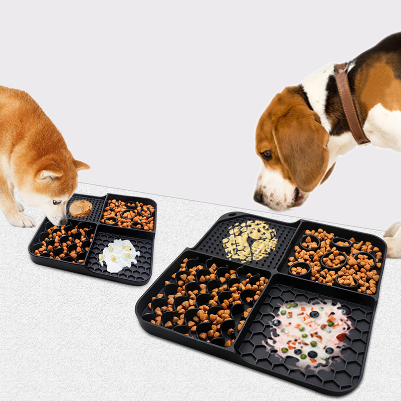 Wholesale Four Grids Silicone Slow Feeder Dog Lick Mat