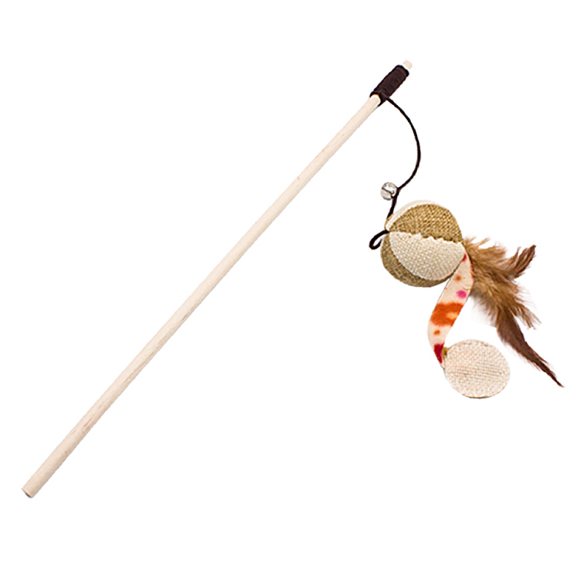 wholesale manufacturer color teaser mouse ball plush pole interactive feather cat toy