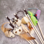 wholesale manufacturer color teaser mouse ball plush pole interactive feather cat toy