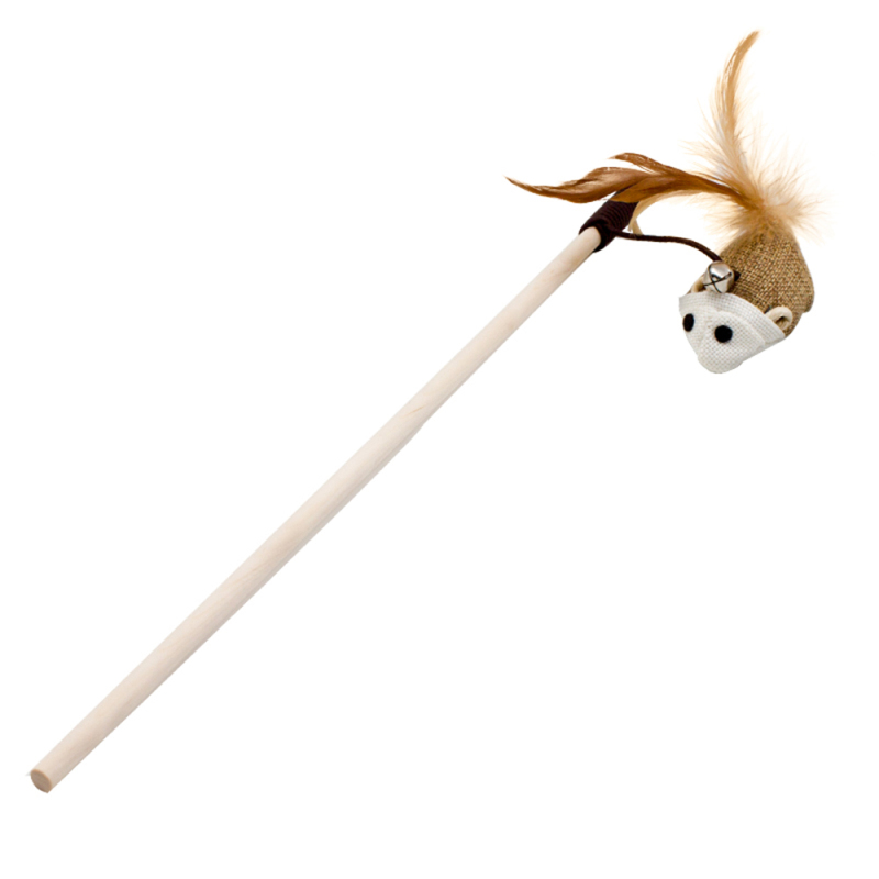 wholesale manufacturer color teaser mouse ball plush pole interactive feather cat toy