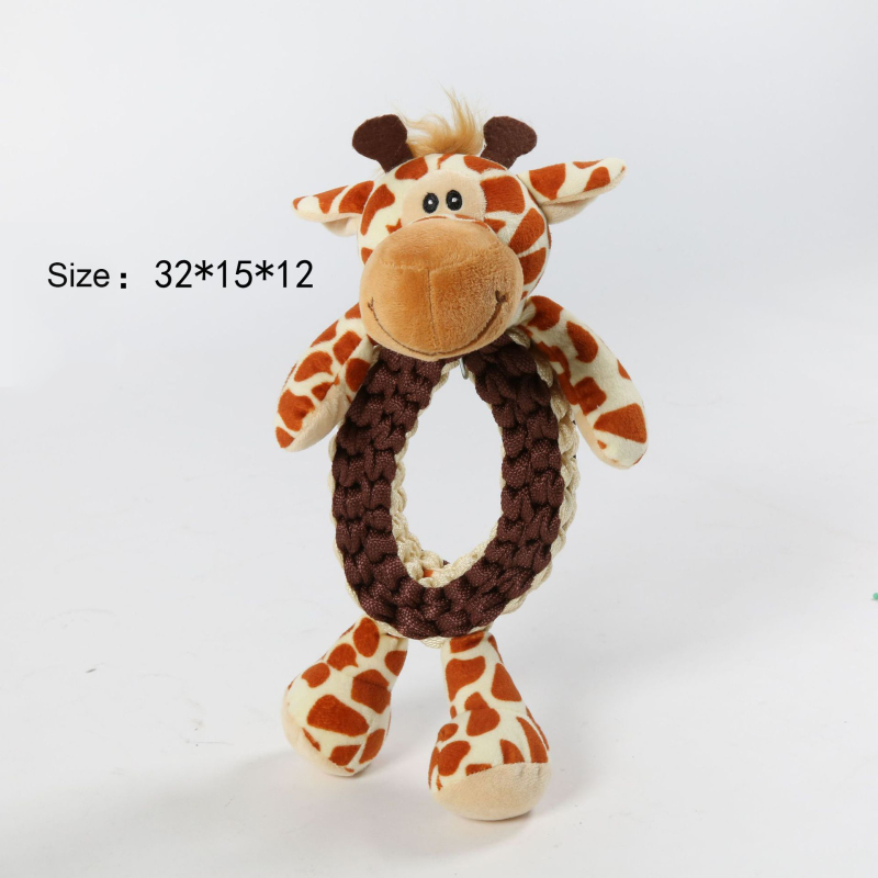 Manufacturer wholesale braided rope dog plush toys deer rhinoceros lion