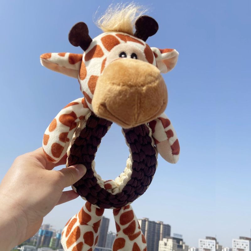 Manufacturer wholesale braided rope dog plush toys deer rhinoceros lion