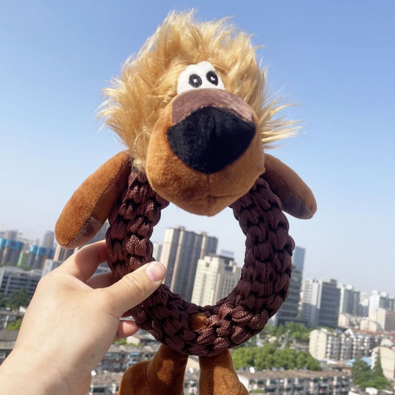 Manufacturer wholesale braided rope dog plush toys deer rhinoceros lion