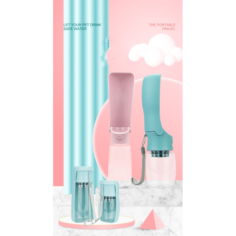 Manufacturer wholesale blue pink white foldable dog water bottle with filter portable
