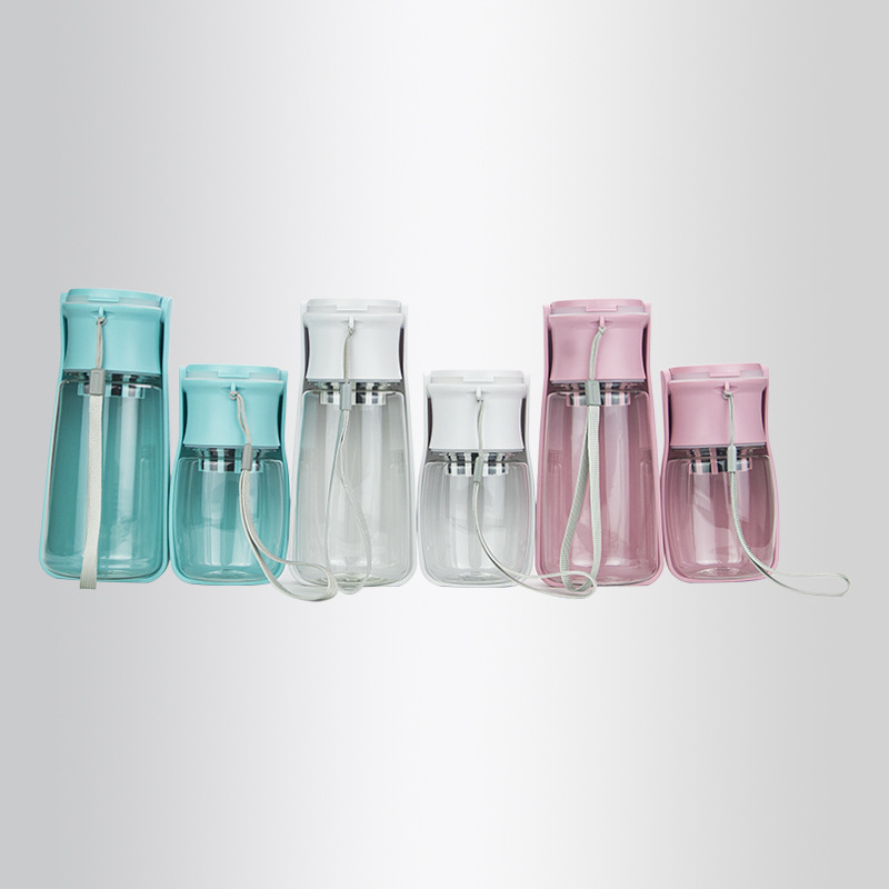 Manufacturer wholesale blue pink white foldable dog water bottle with filter portable