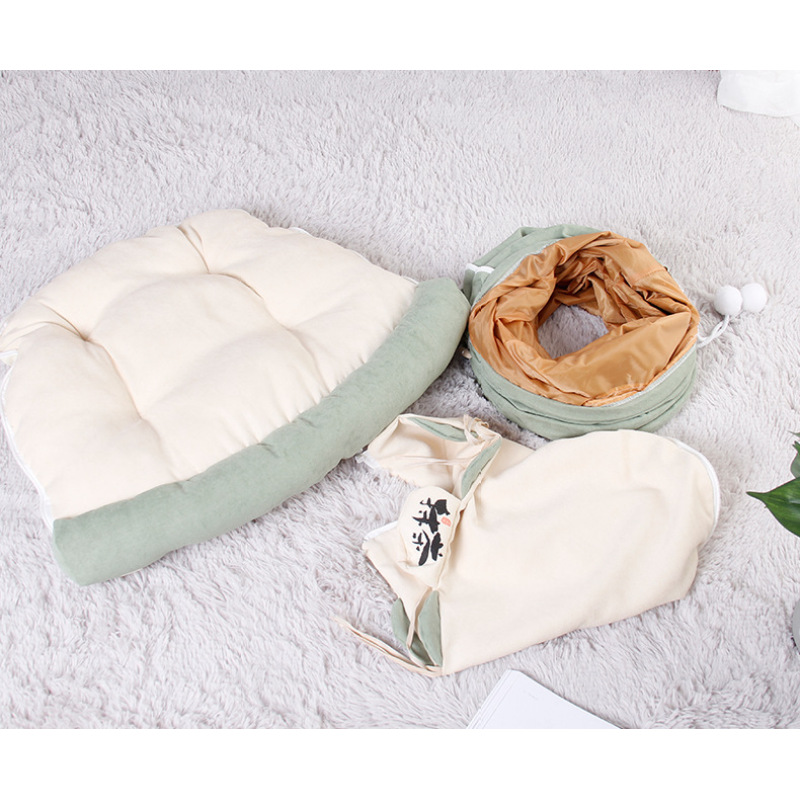 Manufacturer wholesale short plush collapsible foldable warm cat tunnel bed