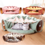 Manufacturer wholesale short plush collapsible foldable warm cat tunnel bed