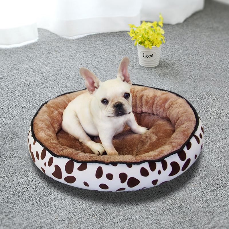 Manufacturer wholesale warm soft plush cat small dog round bed more design