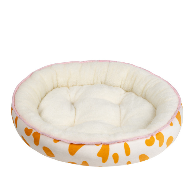 Manufacturer wholesale warm soft plush cat small dog round bed more design