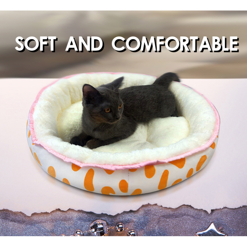 Manufacturer wholesale warm soft plush cat small dog round bed more design