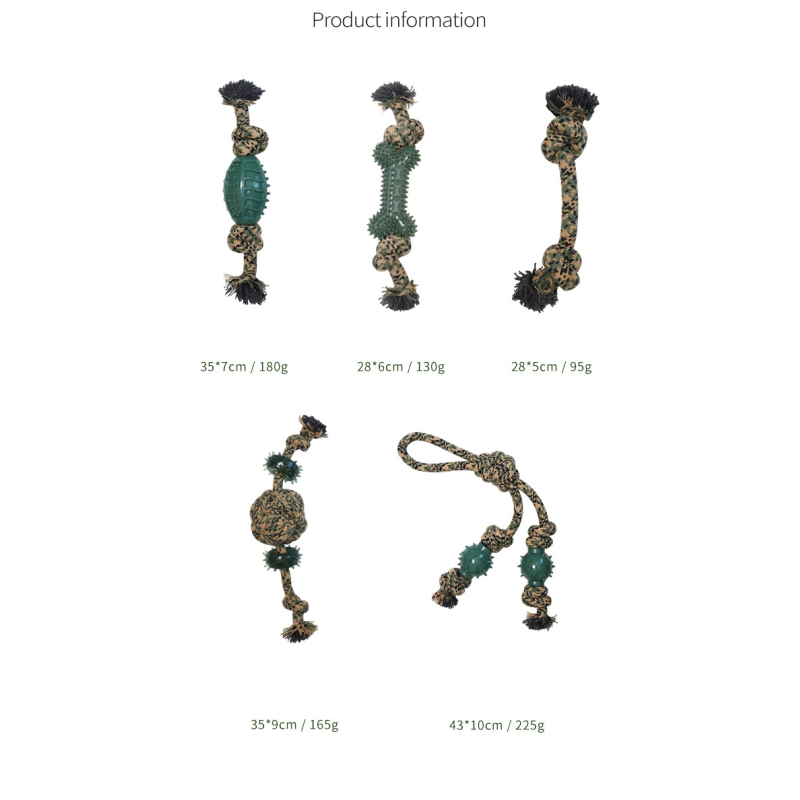 Wholesale Custom Logo Pet Product Supplier Camouflage Chew Dog Rope Toys