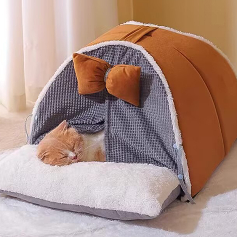 Wholesale Indoor Luxury Soft Warm Plush Cat Bed House