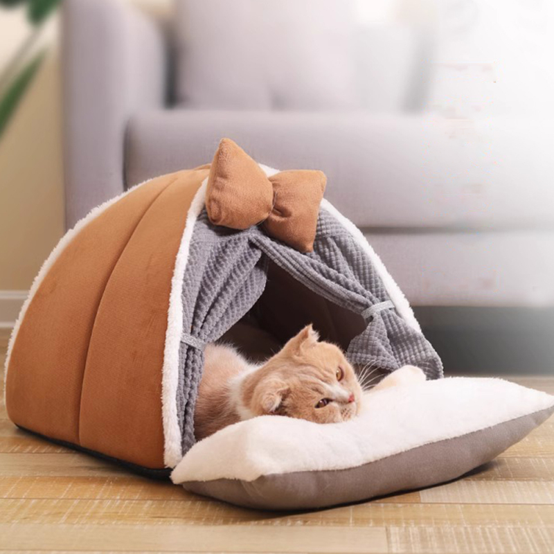 Wholesale Indoor Luxury Soft Warm Plush Cat Bed House