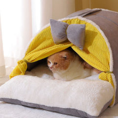 Wholesale Indoor Luxury Soft Warm Plush Cat Bed House
