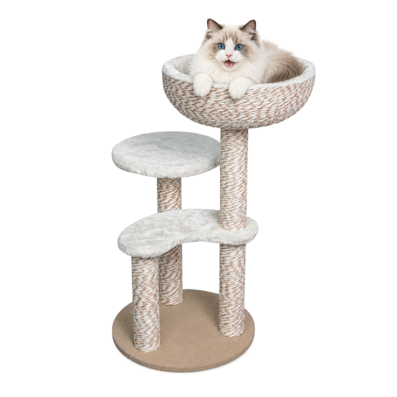 Manufacturer Wholesale Short Plush Scratcher Cat Tree Wooden