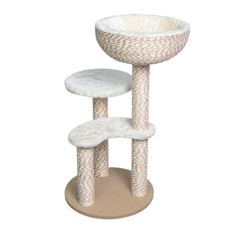 Manufacturer Wholesale Short Plush Scratcher Cat Tree Wooden