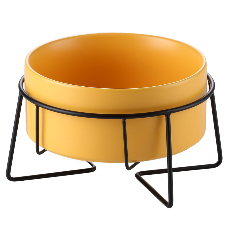 Manufacturer wholesale multi colors ceramic wooden frame pet cat dog bowl