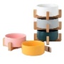 Manufacturer wholesale multi colors ceramic wooden frame pet cat dog bowl