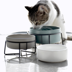 Manufacturer wholesale multi colors ceramic wooden frame pet cat dog bowl