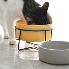 Manufacturer wholesale multi colors ceramic wooden frame pet cat dog bowl
