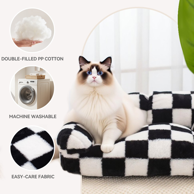 Wholesale Manufacturer Custom Logo Soft Plaid Large Cat Dog Sofa Bed