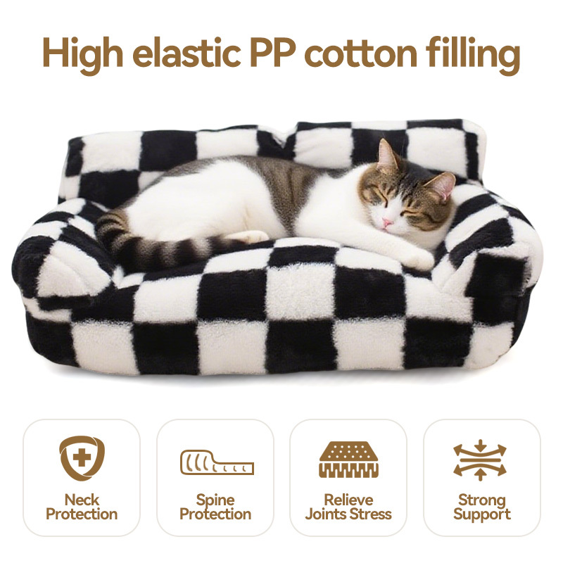 Wholesale Manufacturer Custom Logo Soft Plaid Large Cat Dog Sofa Bed