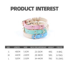 Wholesale Pink Blue Green Adjustable Dog Collar Leather
