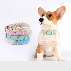 Wholesale Pink Blue Green Adjustable Dog Collar Leather