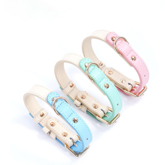 Wholesale Pink Blue Green Adjustable Dog Collar Leather