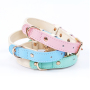 Wholesale Pink Blue Green Adjustable Dog Collar Leather