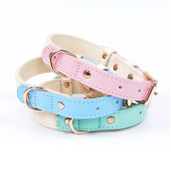 Wholesale Pink Blue Green Adjustable Dog Collar Leather