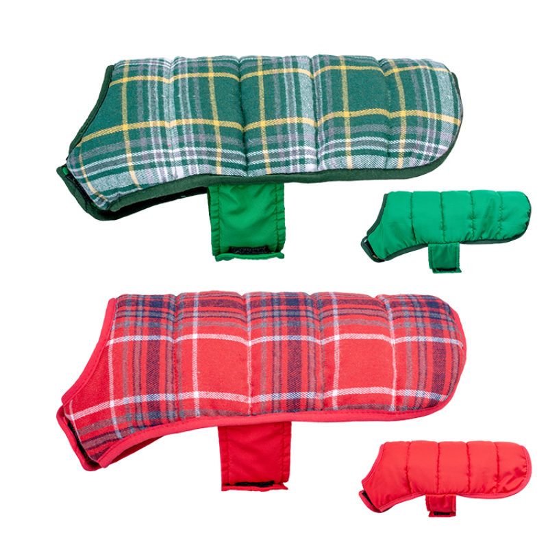 Manufacturer Wholesale Custom Logo Christmas Winter Plaid Pet Apparel Cat Dog Coats
