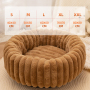 Manufacturer Wholesale Custom Logo Donut Plush Pet Product Cat Dog Bed Luxury