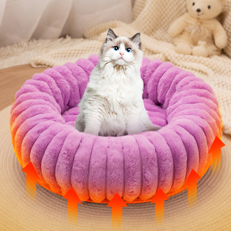 Manufacturer Wholesale Custom Logo Donut Plush Pet Product Cat Dog Bed Luxury