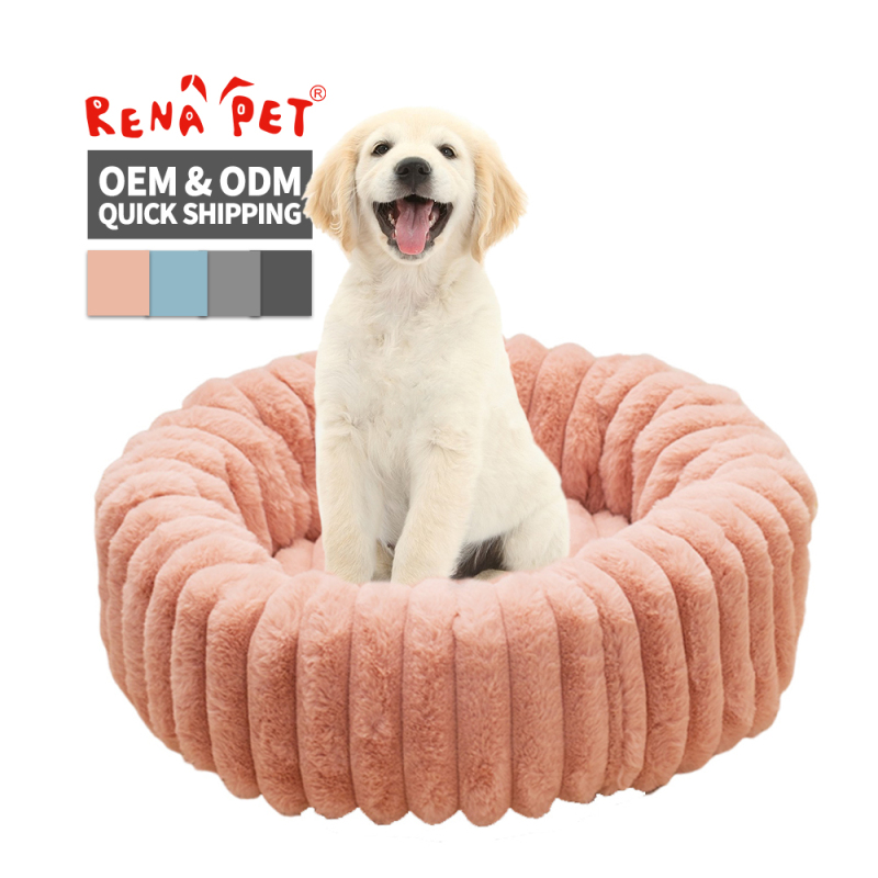 Manufacturer Wholesale Custom Logo Donut Plush Pet Product Cat Dog Bed Luxury