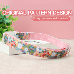 Manufacturer wholesale custom logo nylon pink flower dog collar and leash set