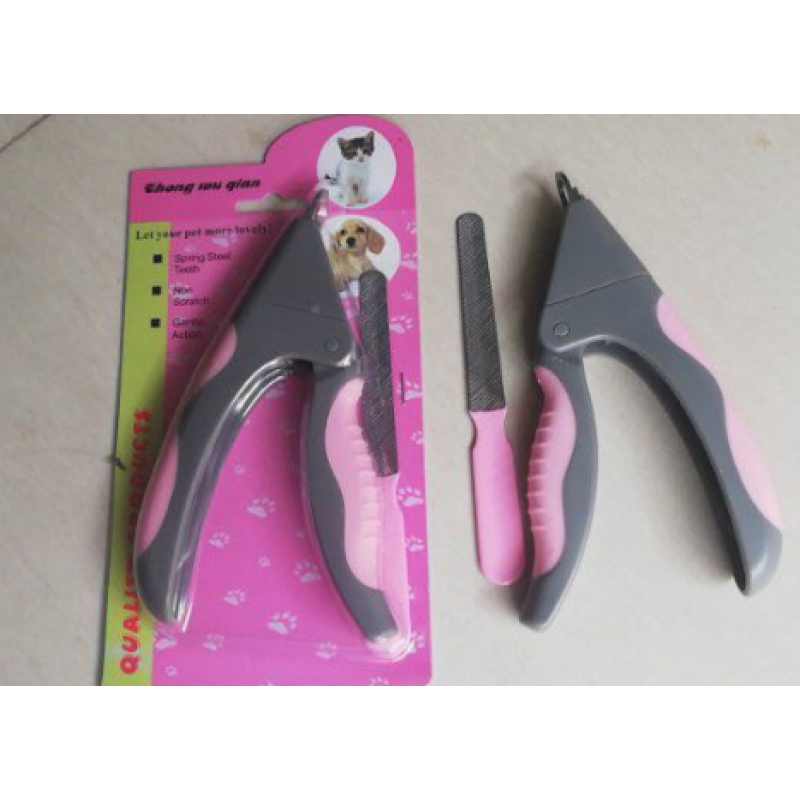 Manufacturer wholesale pink blue ABS tpr stainless steel pet cat dog nail clippers with nail file