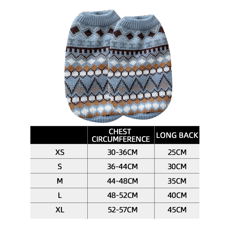 Wholesale Warm Blue Beige Knitting Dog Sweater