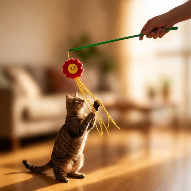 Wholesale Flower Design Teaser Stick Cat Toy Interactive