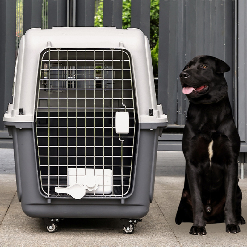 Wholesale Portable Breathable Plastic Travel Large Dog Cat Cage with Wheel