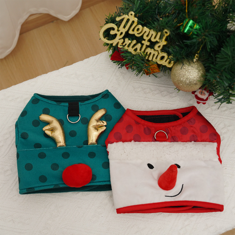 Manufacturer wholesale snowman antler small dog harness christmas design