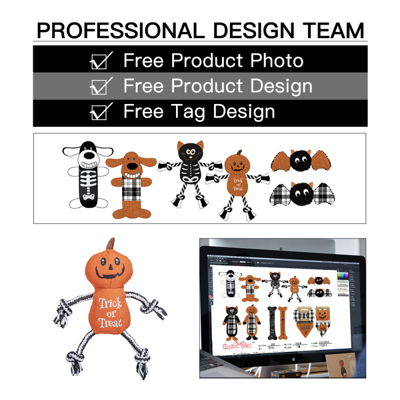 Manufacturer Wholesale Custom Logo Plush Rope Pet Product Dog Toys Halloween