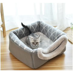 wholesale manufacturer functional warm short plush cat bed foldable