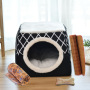 wholesale manufacturer functional warm short plush cat bed foldable