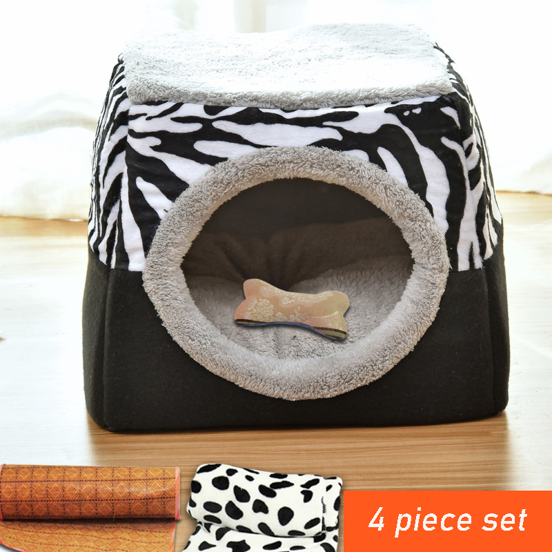 wholesale manufacturer functional warm short plush cat bed foldable