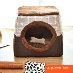 wholesale manufacturer functional warm short plush cat bed foldable