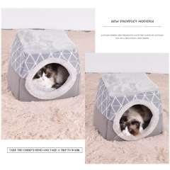 wholesale manufacturer functional warm short plush cat bed foldable
