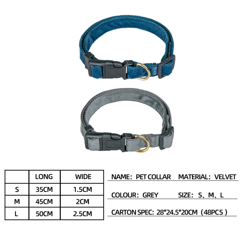 Wholesale Custom Logo Adjustable Dog Collar Velvet